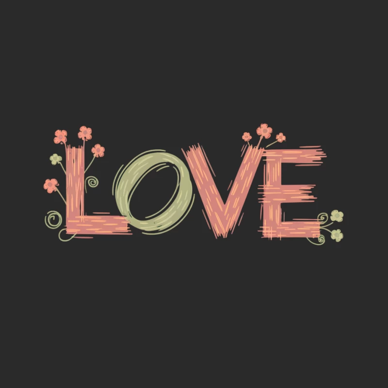 Hand-Drawn Floral Love Typography in Pastel Colors Baseball Cap