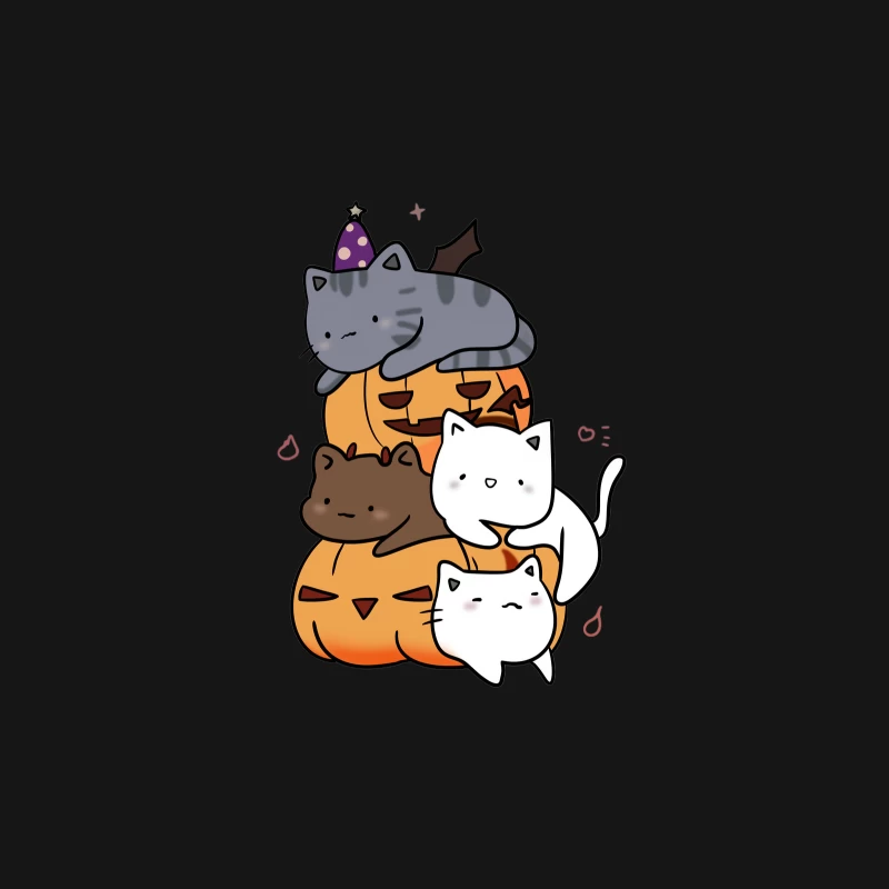 Niedliche Katzen mit Kürbissen Damen Langarm T-Shirt