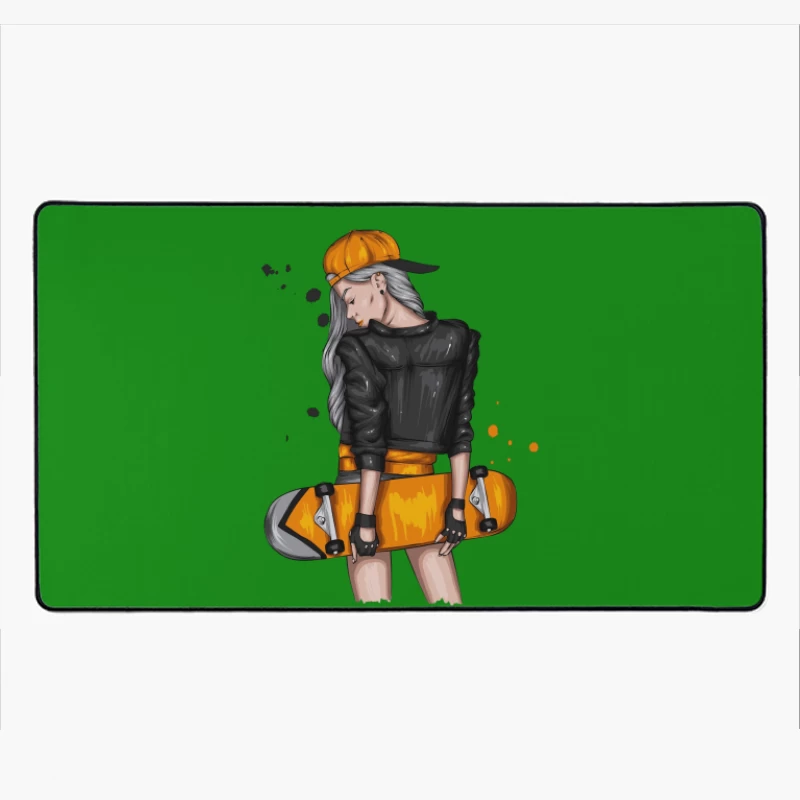 Urban Skateboarder in Orange Style Desk Mat
