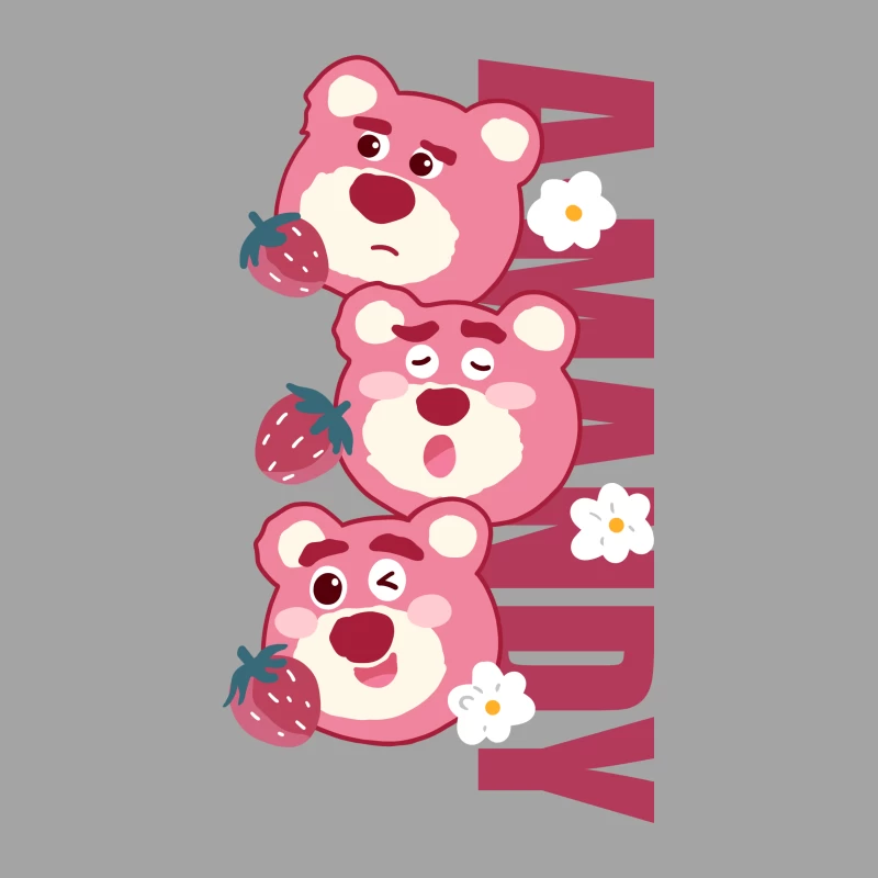 Niedliche Bären mit Erdbeeren Herren T-Shirt
