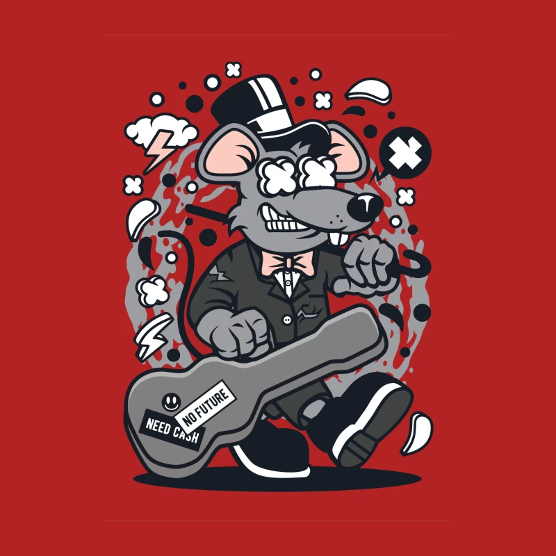 Rat en smoking avec guitare Femme T-Shirt