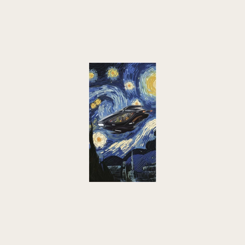 Starry Night UFO: A Cosmic Van Gogh Mashup Bucket Hat