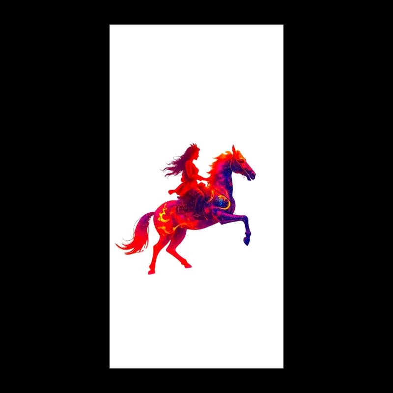 Mystical Red Horse and Rider Silhouette Fantasy Art iPhone Case