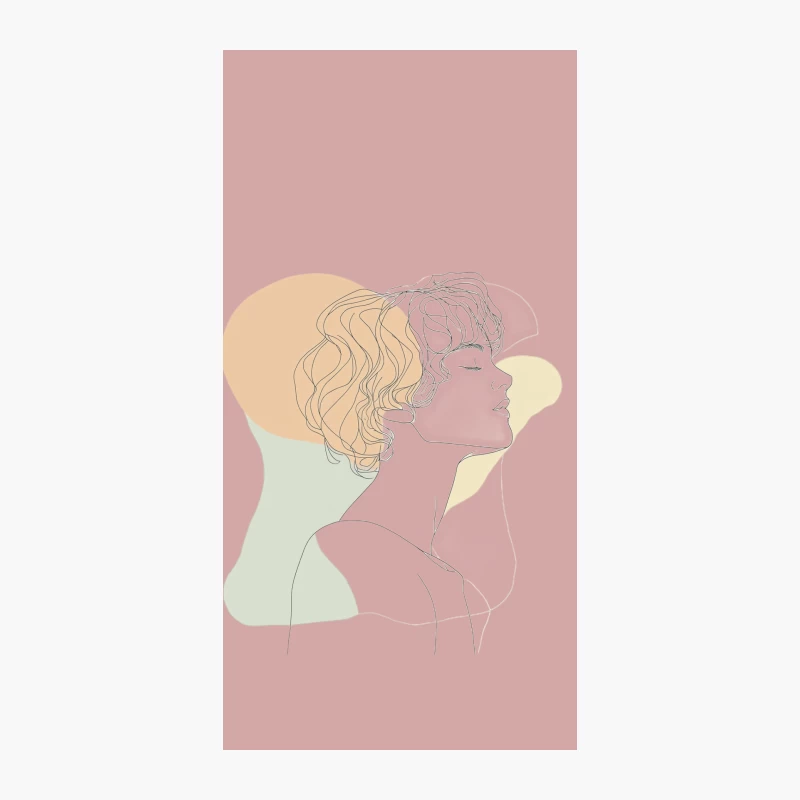 Minimalist Line Art Profile with Pastel Abstract Elements iPhone Case