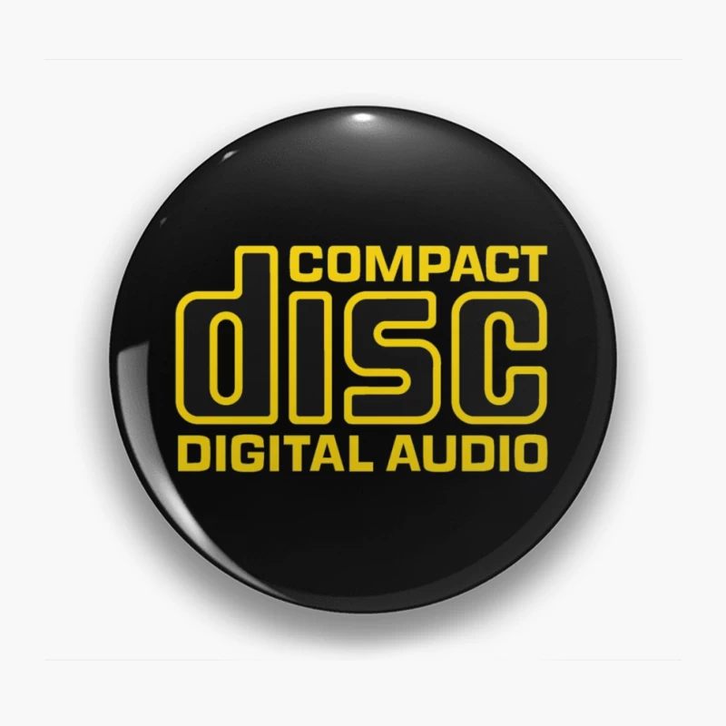 Vintage Compact Disc Digital Audio Yellow Logo Design Pin