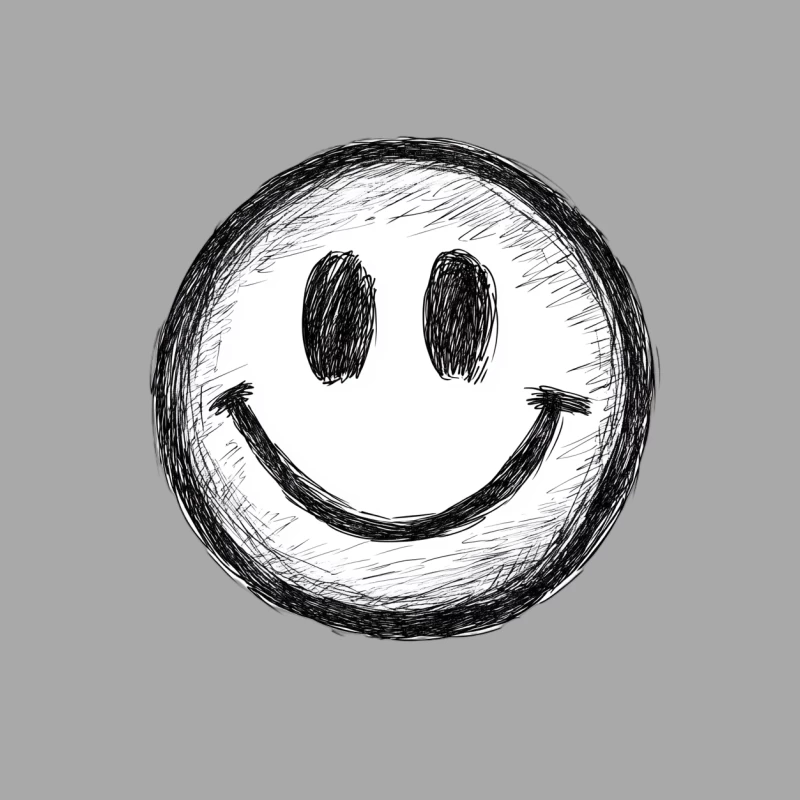 Sketched Smiley Face: A Simple Black and White Happiness Icon Male Pullover Hoodie