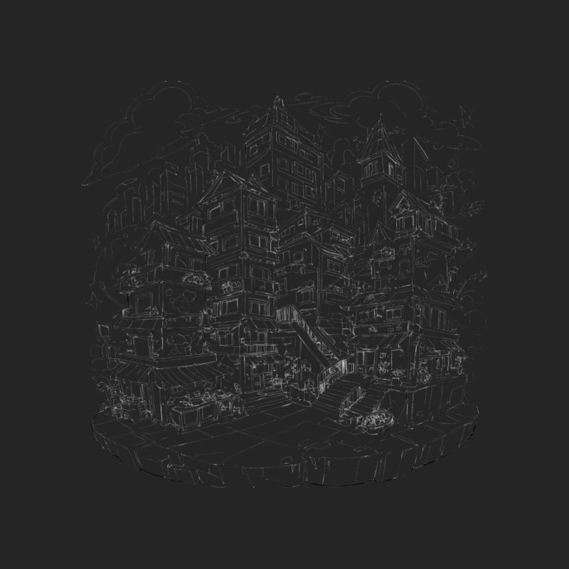 Fantasy Cityscape Illustration Female Pullover Sweatshirt