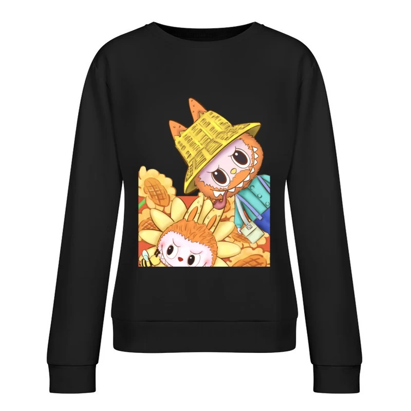 Sonnenblumenfiguren mit Strohhut Damen Pullover Sweatshirt
