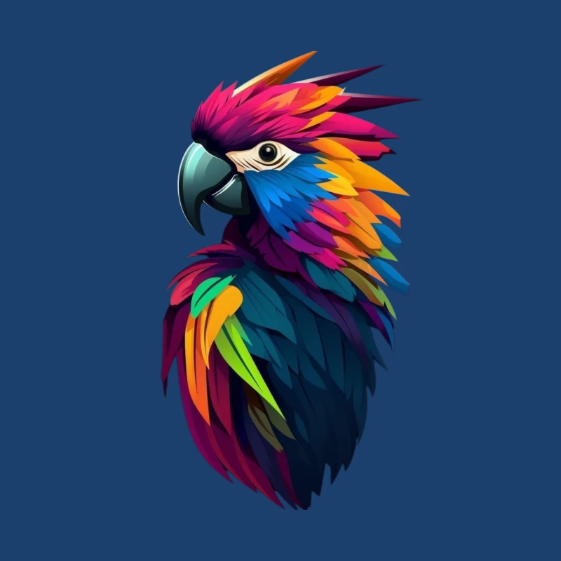 Colorful Parrot Illustration Male Pullover Hoodie