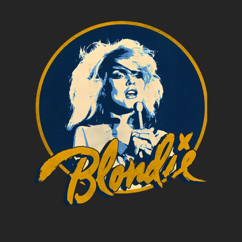 Vintage Blondie Band Logo with Blue and Gold Design Female Pullover Sweatshirt