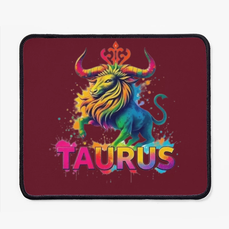 Colorful Taurus Zodiac Illustration Mouse Pad