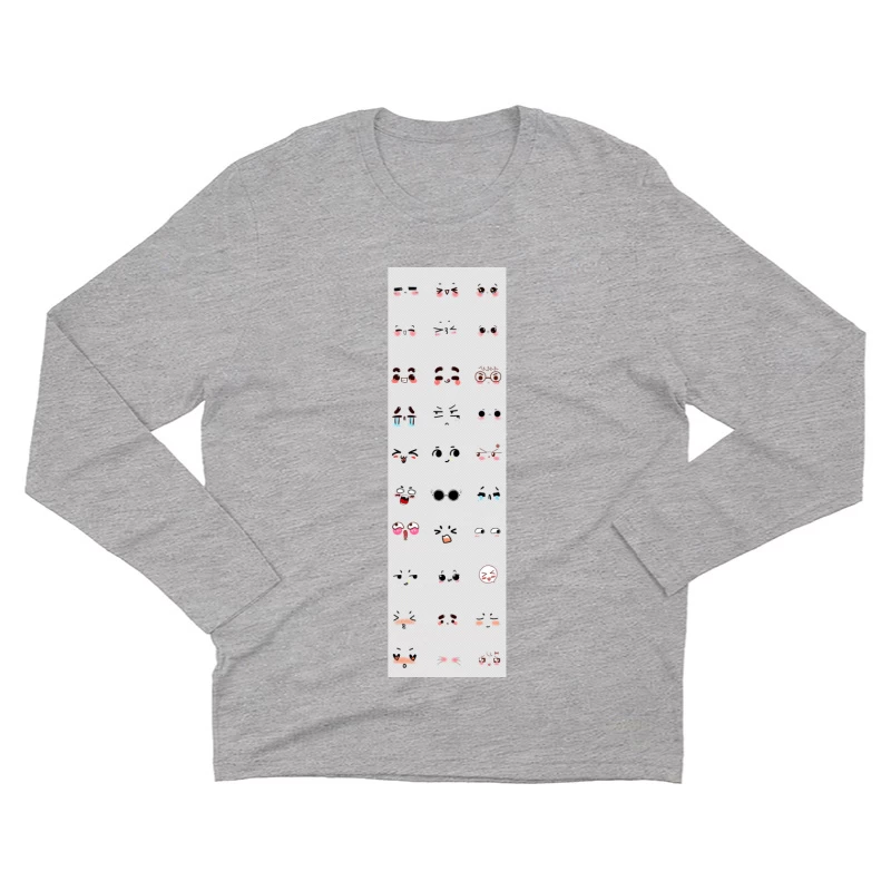 Niedliche Kawaii Gesichtsausdrücke Herren Langarm T-Shirt