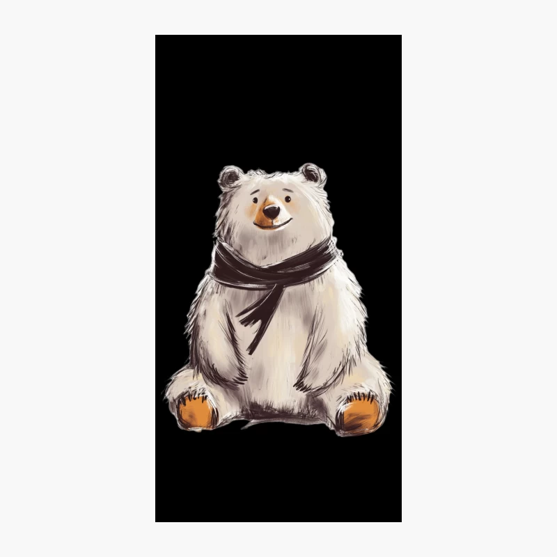 Cute Cartoon Polar Bear with Scarf: Fluffy Winter Illustration iPhone Case