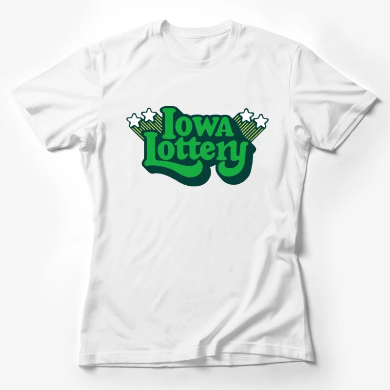 Vintage-Style Iowa Lottery Green Logo with Stars Female T-Shirt