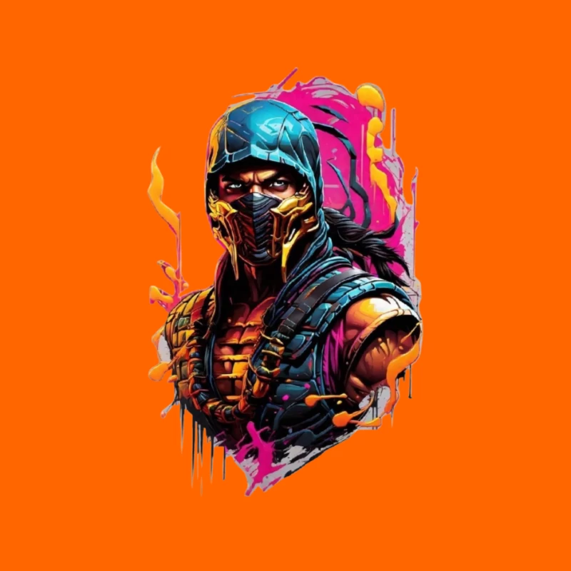 Vibrant Digital Art of a Masked Character Pin