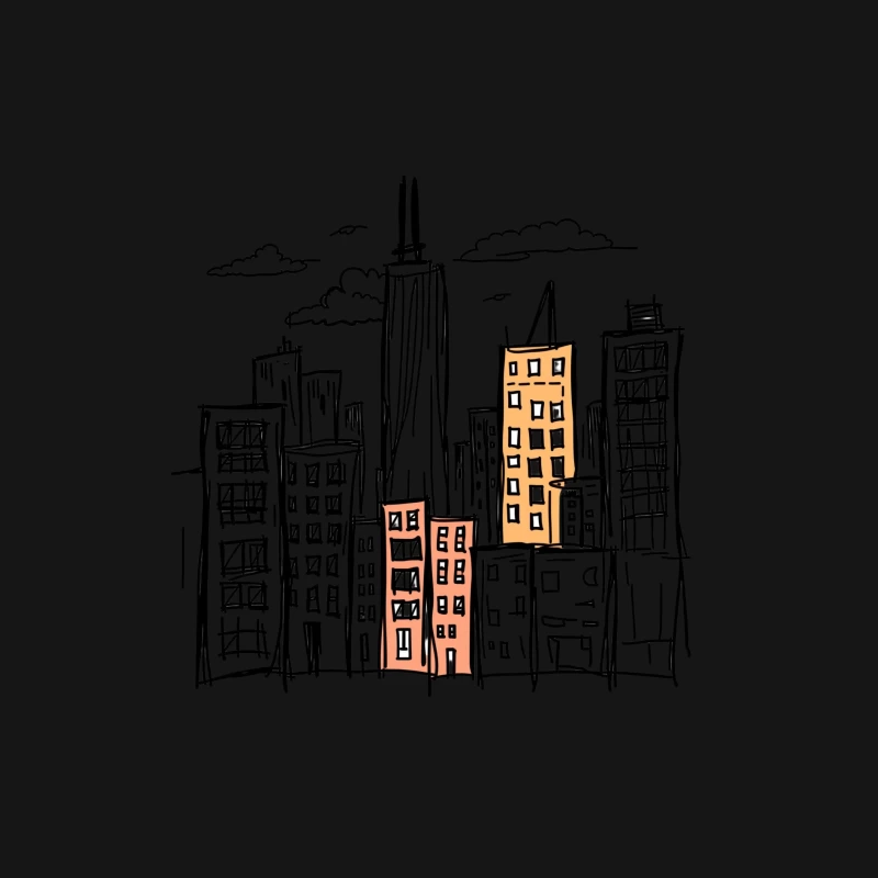 City skyline illustration Female Long Sleeve T-Shirt