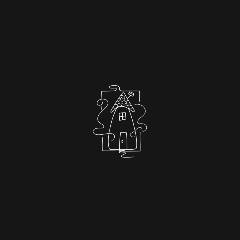 Simple Outline Logo of Cartoon Ghost Character Desk Mat