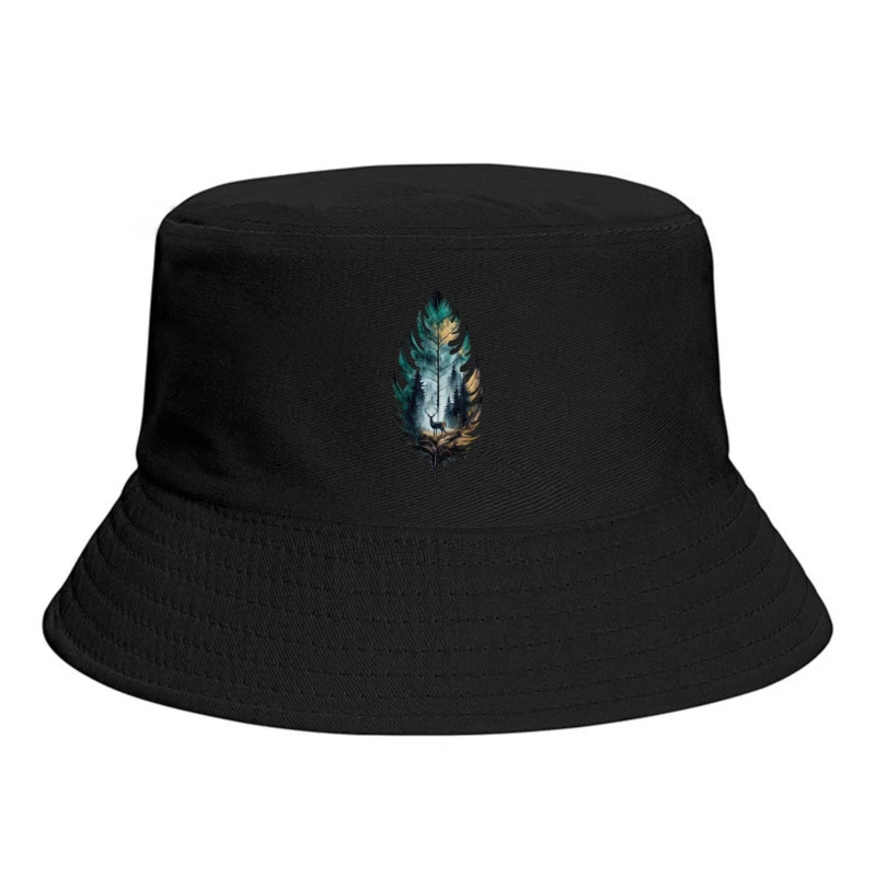 Nature-Inspired Art with Deer and Forest Bucket Hat