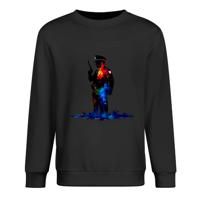 Artistic Watercolor Police Officer Silhouette Male Pullover Sweatshirt