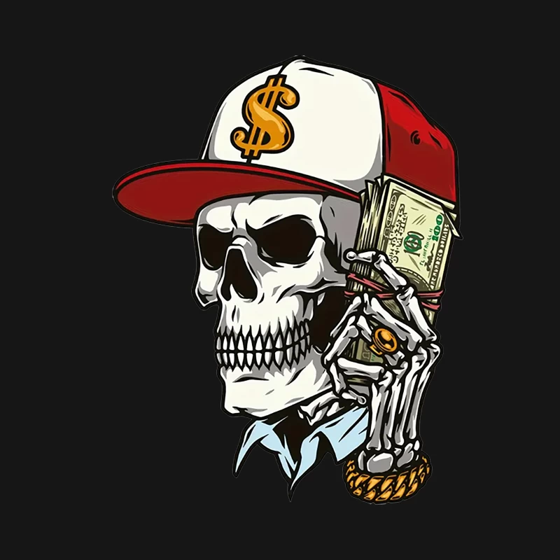 Skelett mit Geldtelefon und Dollarhut Damen T-Shirt