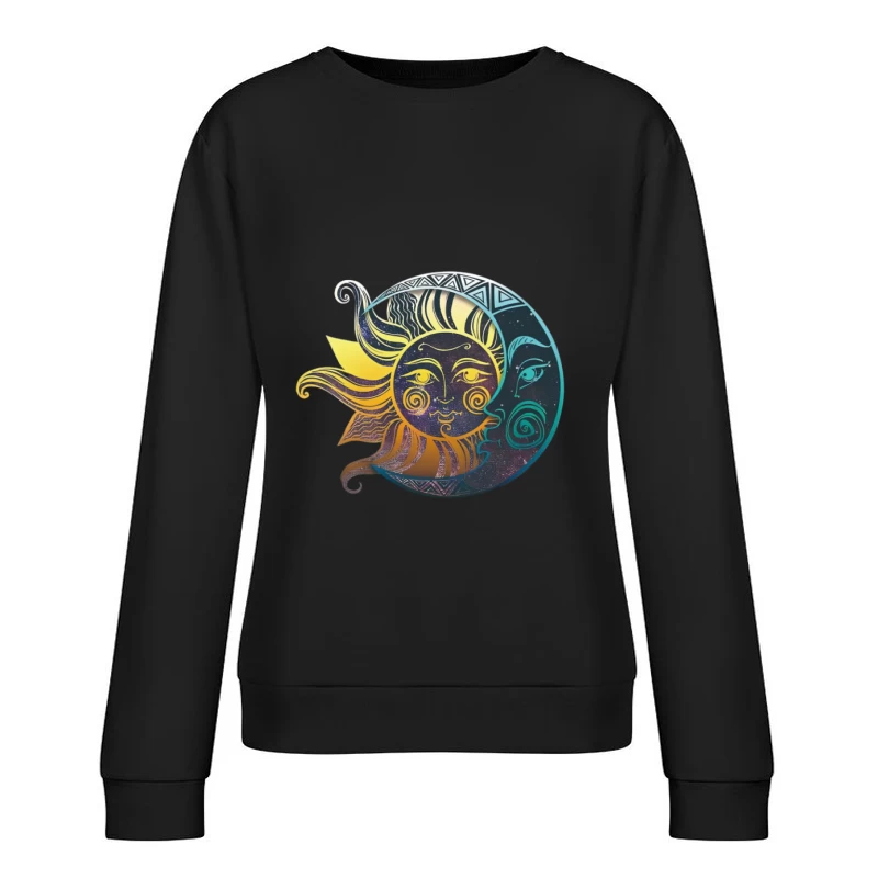 Sonne und Mond Kunst Damen Pullover Sweatshirt