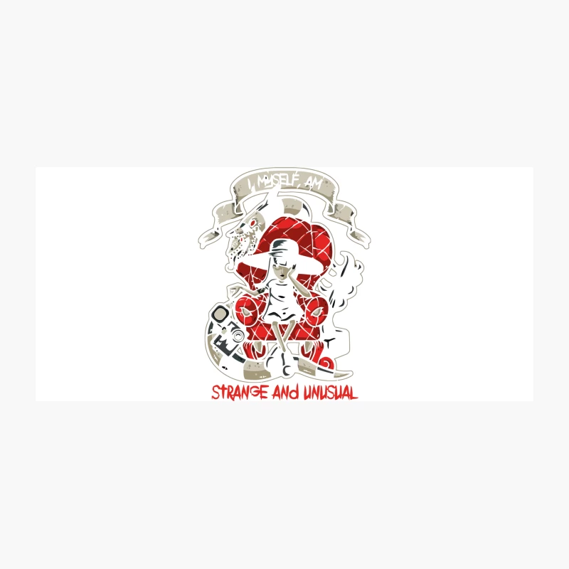 Strange and Unusual Cartoon Illustration with Red Heart and Skeleton Coffee Mug