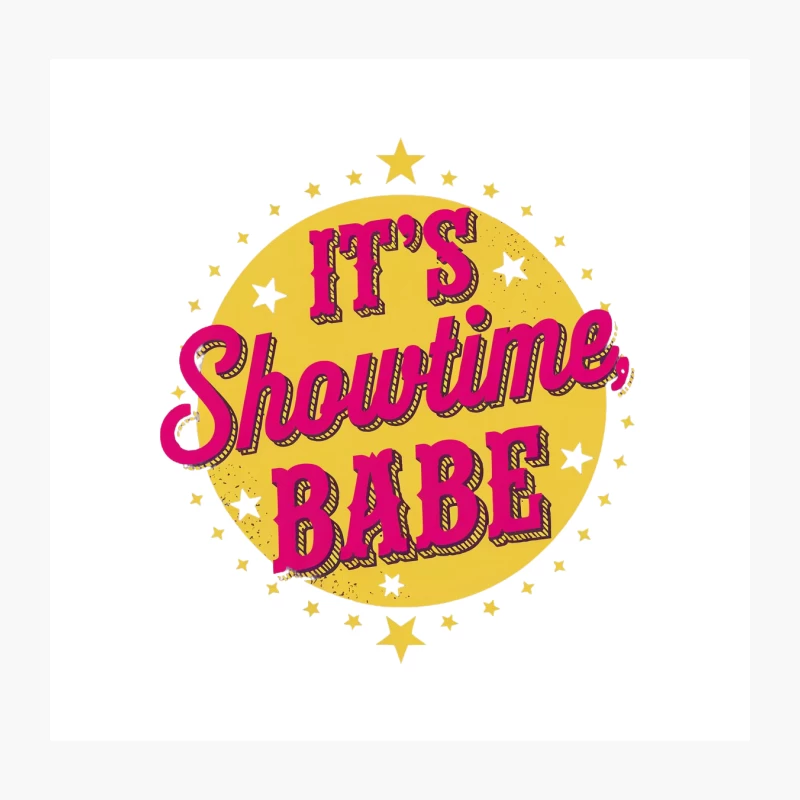 Retro Showtime Babe: Pink and Yellow Starry Motivational Typography Throw Pillow