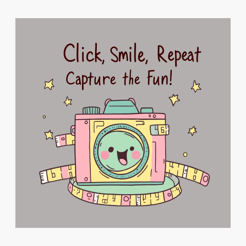 Cute Cartoon Camera: Click, Smile, and Capture the Fun Throw Pillow