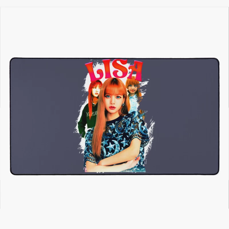 LISA: A K-Pop Icon in Fashion and Music Desk Mat