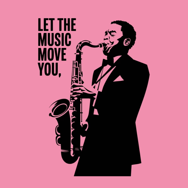 Inspirational Black and White Jazz Saxophone Player Silhouette with Quote Male T-Shirt
