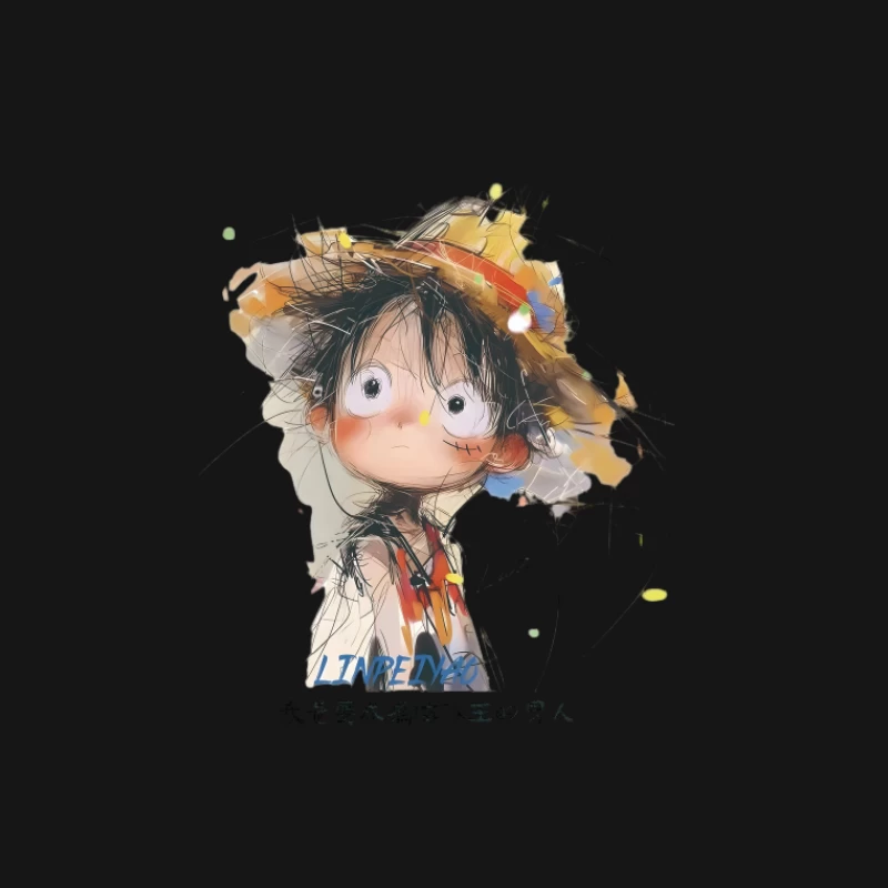 Illustration d'un personnage de dessin animé avec un chapeau de paille Femme T-Shirt