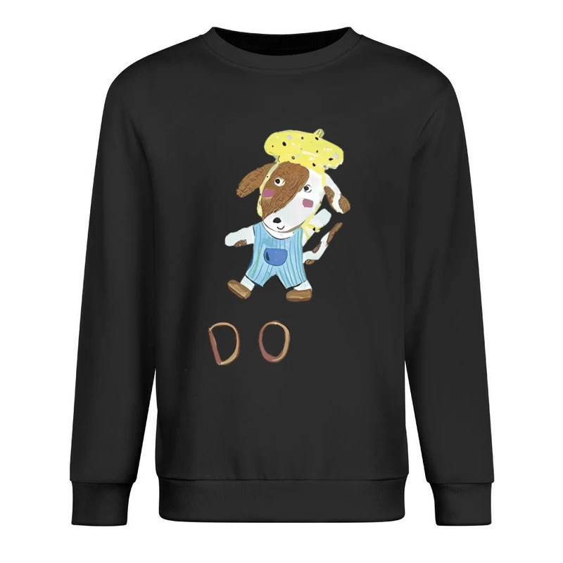 Niedlicher Hund mit gelbem Hut Herren Pullover Sweatshirt