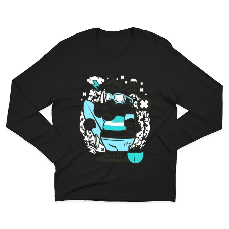 Rhino surfeur avec accessoires d'été Homme Manches Longues T-Shirt