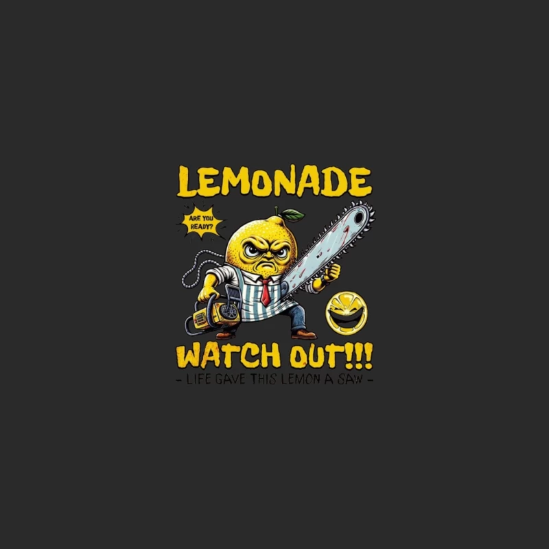 Angry Cartoon Lemon with Chainsaw: "Life Gave This Lemon a Saw" Baseball Cap