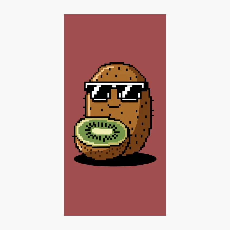 Cool Pixel Art Kiwi Fruit Character Wearing Sunglasses iPhone Case