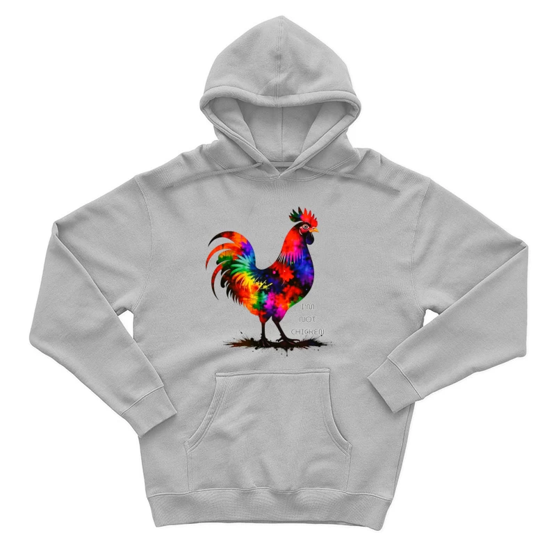 Rainbow Watercolor Rooster with Text Male Pullover Hoodie