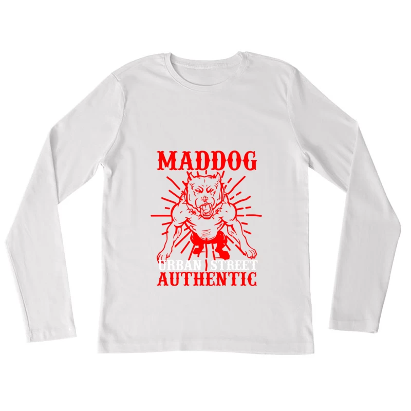 T-shirt authentique de style urbain avec motif de chien Femme Manches Longues T-Shirt