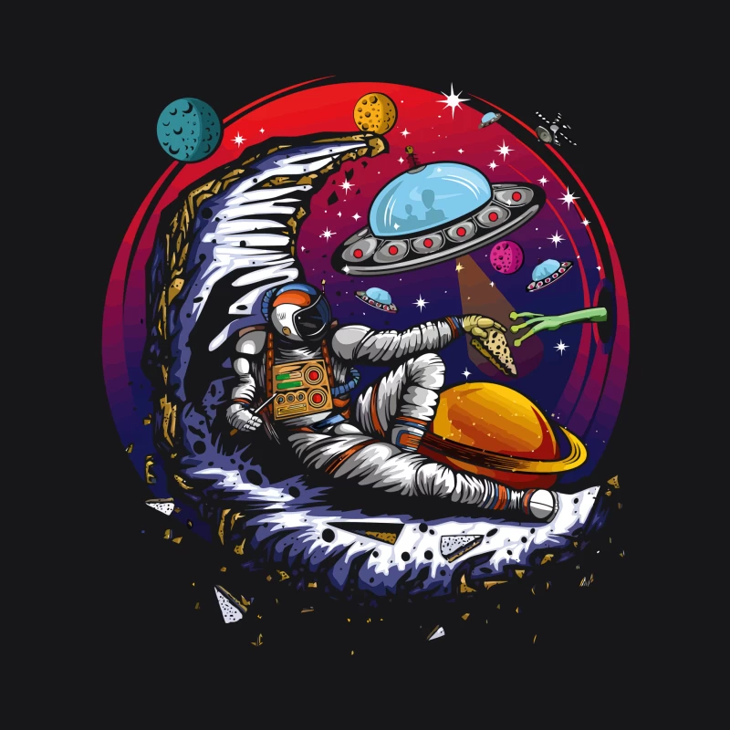 Pizza in the Cosmos: Delight for an Astronaut Male Pullover Hoodie