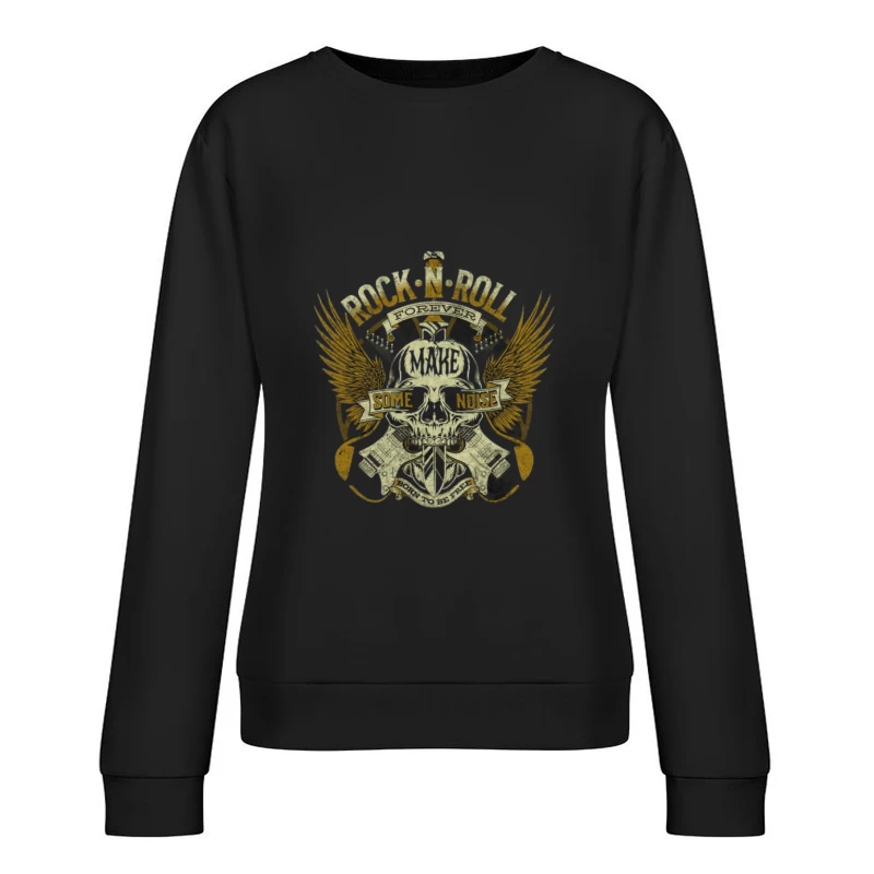 Crâne de Rock and Roll avec des ailes Femme Sweat-shirt à enfiler