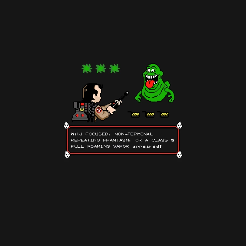 Retro Ghostbusters Pixel Art Featuring Slimer and Proton Pack Desk Mat