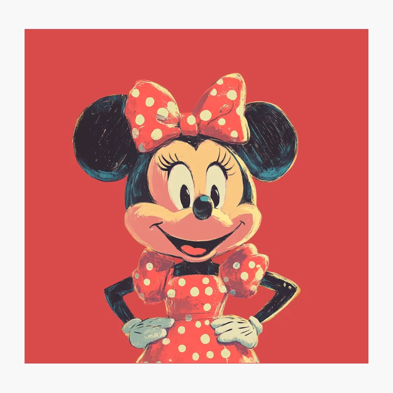 Vintage-Style Minnie Mouse: Iconic Disney Character in Polka Dots Throw Pillow
