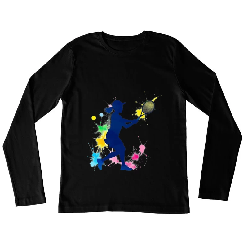 Silhouette of a Female Tennis Player Female Long Sleeve T-Shirt