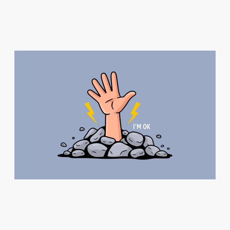 Trapped Hand Reaching for Help Through Rocks in Cartoon Style Travel Mug