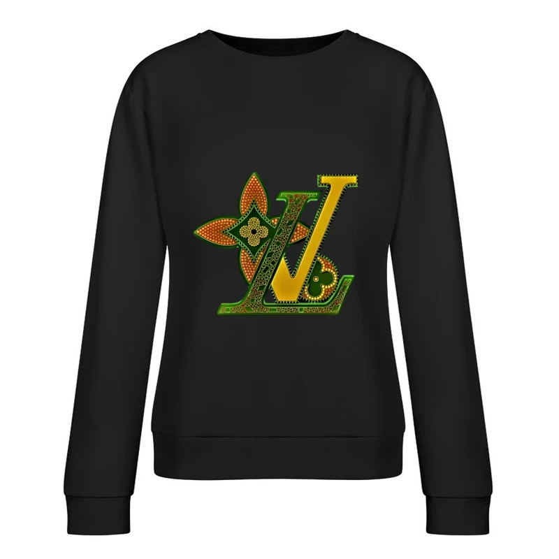 Luxus-Logo-Design in goldenen und grünen Tönen Damen Pullover Sweatshirt