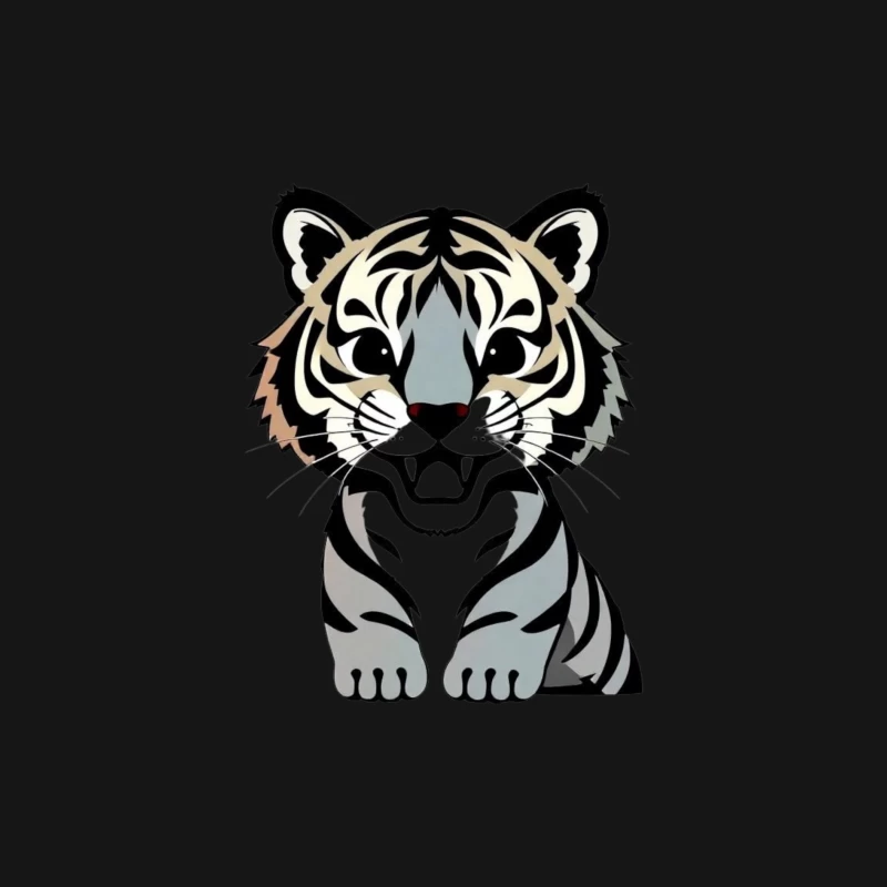 Cartoon Illustration of a Tiger Male Long Sleeve T-Shirt