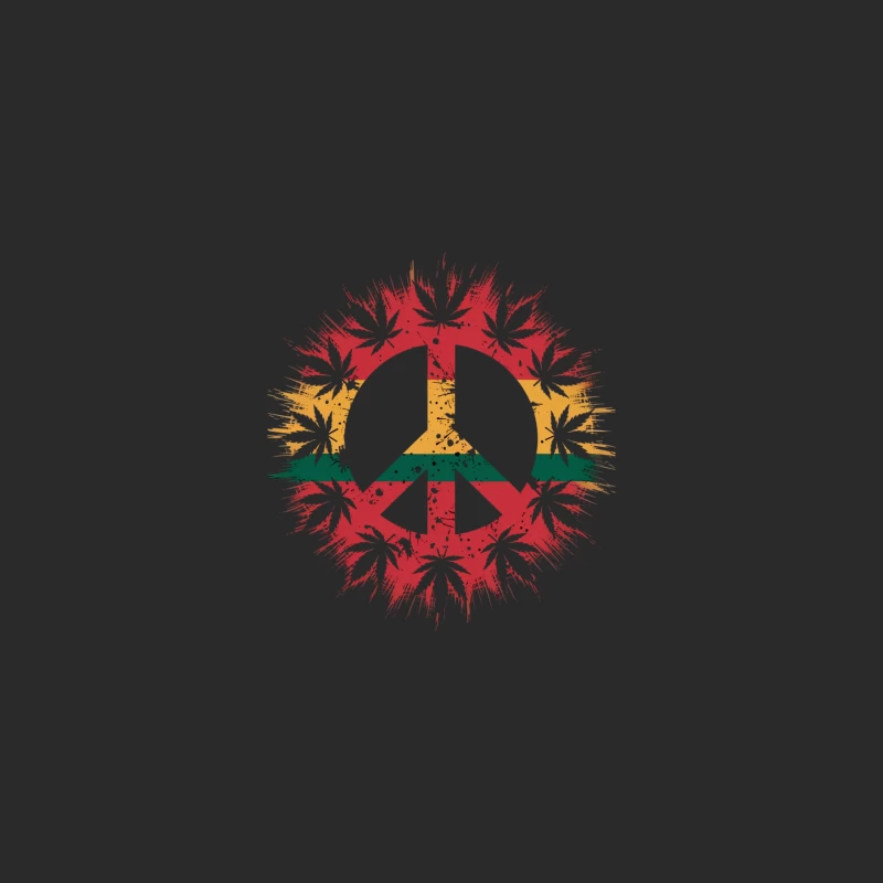 Rasta Peace Symbol with Cannabis Leaves Design Baseball Cap