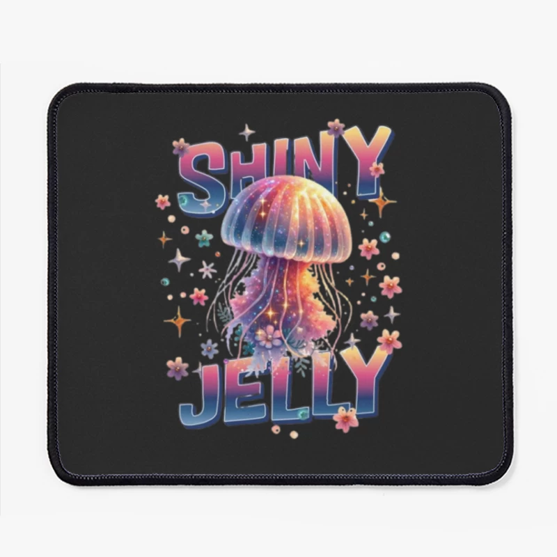 Shiny Jelly: Whimsical Watercolor Jellyfish Typography Art Mouse Pad