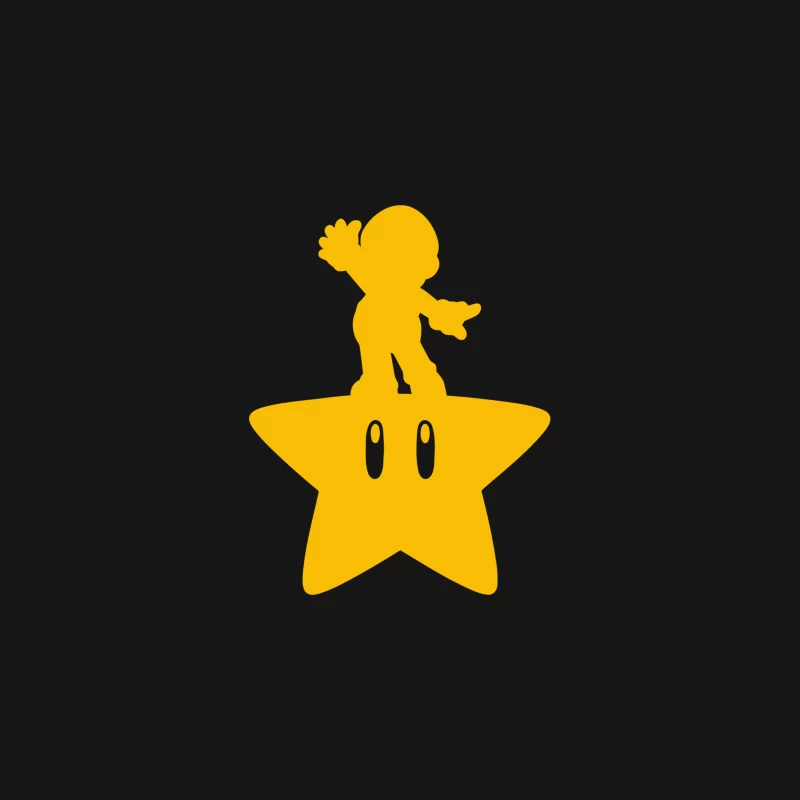 Mario Silhouette on Yellow Star: Iconic Nintendo Character Desk Mat