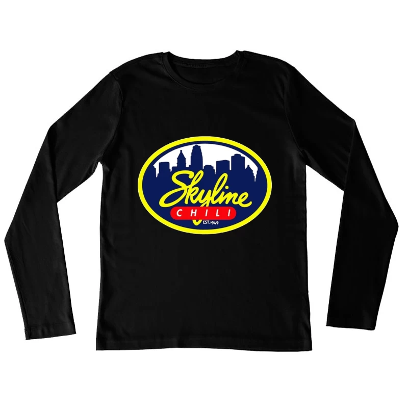 Skyline Chili Restaurant Brand Logo with Cincinnati Cityscape Female Long Sleeve T-Shirt