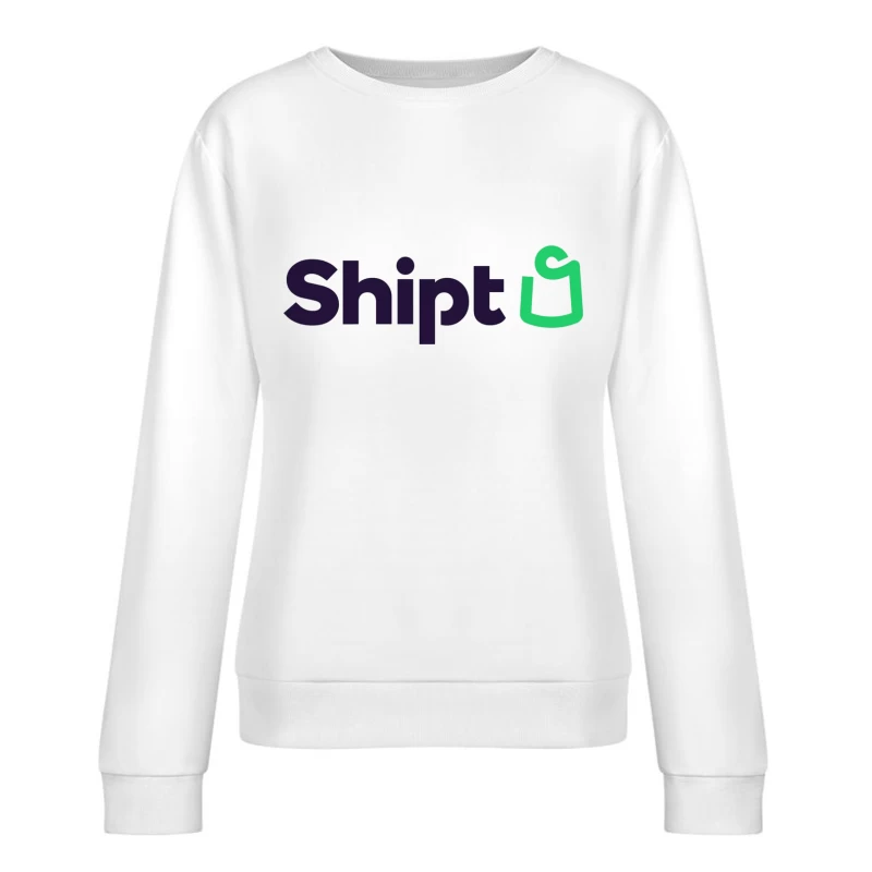 Shipt Modern Minimalist Logo with Green Hanger Icon Female Pullover Sweatshirt